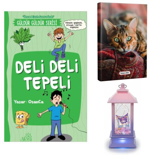 Deli Deli Tepeli - Şaşkın Kedi Planlama Defteri ve Kuromi Temalı Fener Tipi Işıklı Kar Küresi