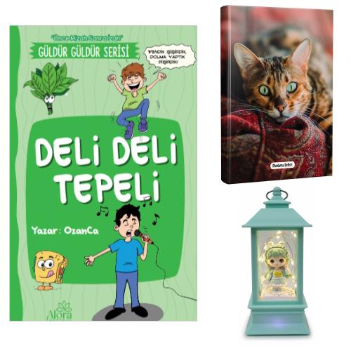 Deli Deli Tepeli - Şaşkın Kedi Planlama Defteri ve Tavşanlı Kız Fener Tipi Işıklı Kar Küresi