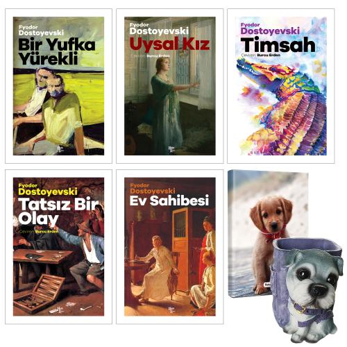 Dostoyevski Koleksiyonu 5 Kitap ve Dekoratif Köpek Kalemlik - Masum Köpek Planlama Defteri