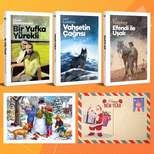 Dünya Klasikleri Üçlü Set - Bir Yufka Yürekli - Vahşetin Çağrısı - Efendi ile Uşak ve Kartpostal