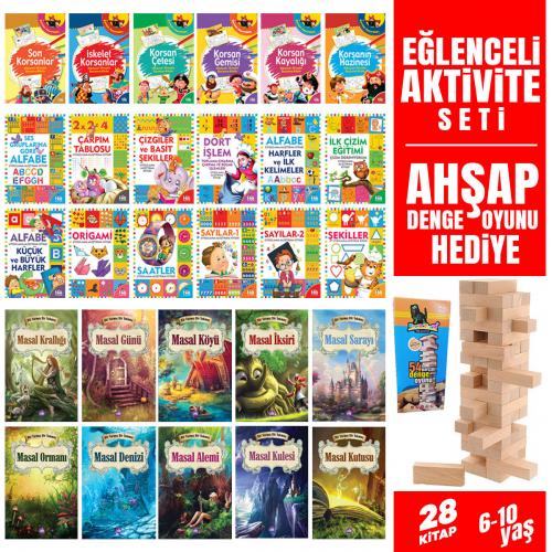 Eğlenceli Aktivite Seti - 28 Kitap ve Ahşap Denge Oyunu - Halkkitabevi