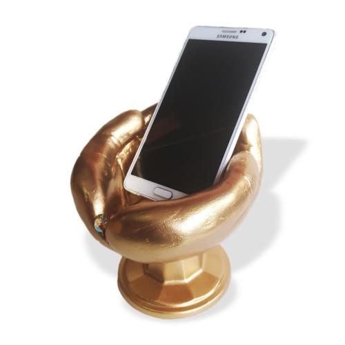 El Desenli Beton Telefon Standı Altın