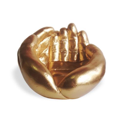 El Desenli Küçük Boy Beton Saksı Altın Varaklı - Halkkitabevi