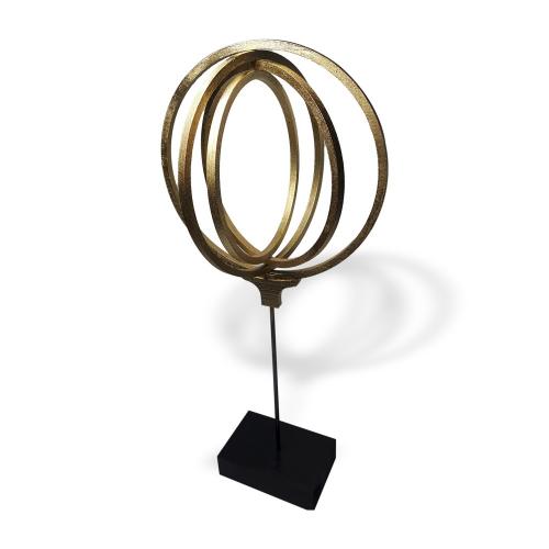 Elenor, Ahşap Halkalı Ayaklı Dünya Biblo Altın Renk"Büyük Boy" - Halkk