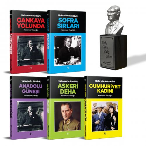 Hatıralarla Atatürk Seti - 5 Kitap ve Atatürk Büstü Gümüş
