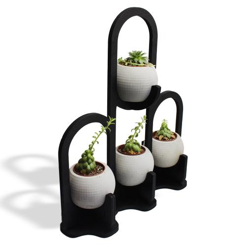 Hera 4'lü Beton Saksılı Ahşap Çiçeklik