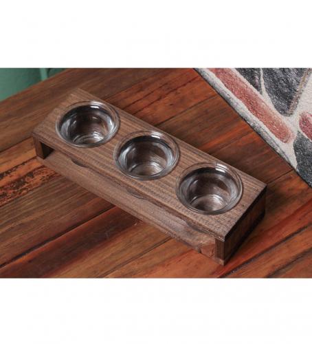 3'Lü Ahşap T-Lıght Cam Mumluk - Halkkitabevi