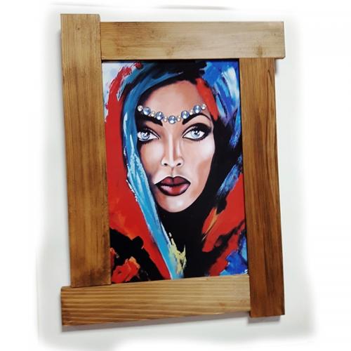 3D Portre Kadın Ahşap Tablo