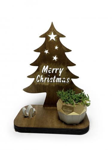 Merry Christmas Temalı Dekoratif Saksılık - Halkkitabevi