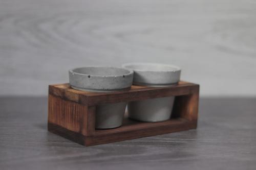 HK Dekor Lora 2'li Beton Saksı ve Ahşap Stand - Halkkitabevi