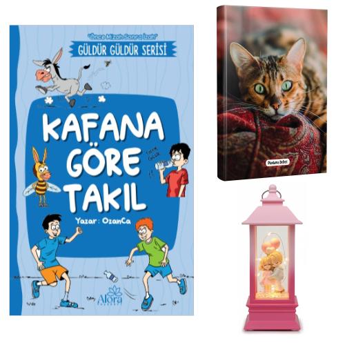 Kafana Göre Takıl - Şaşkın Kedi Planlama Defteri ve Balonlu Aşıklar Fener Tipi Işıklı Kar Küresi