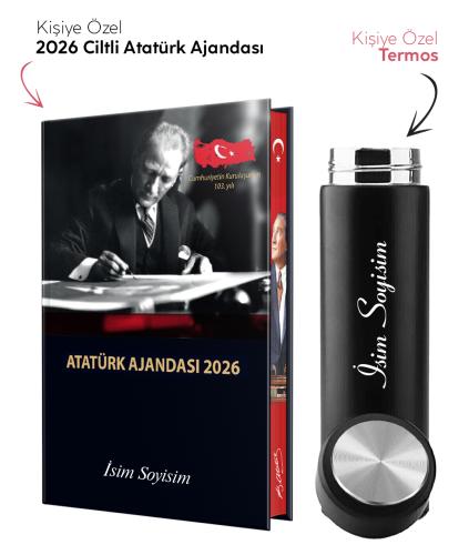 Kişiye Özel 2026 Atatürk Ciltli Ajanda ve Termos