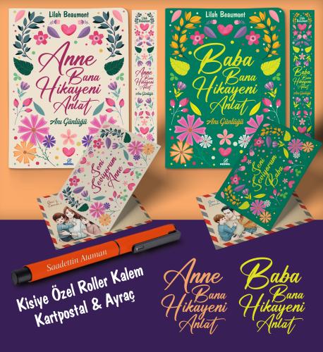 Kişiye Özel Anne ve Baba Bana Hikayeni Anlat Ayraç Kartpostal Kalem - Turuncu