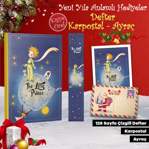 Kartpostallı Hediye Seti - 1 Little Prince 128 Sayfa Defter 1 Kartpost