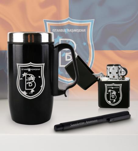 Kişiye Özel Taraftar Seti - Termos Kupa Bardak - Benzinli Çakmak - Met
