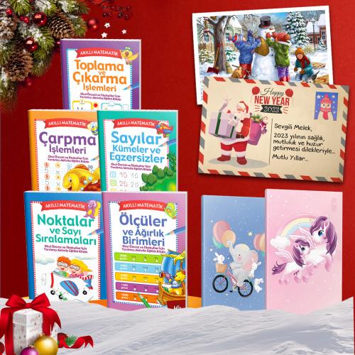 Kişiye Özel Kartpostallı -  Akıllı Matematik Seti - 5 Kitap  2  Defter