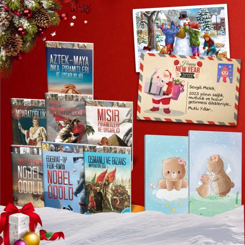 Kişiye Özel Kartpostallı -  İlk Kütüphanem Seti - 7 Kitap  2  Defter -1