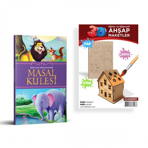 Masal Kulesi + Ev Kalemkutu Ahşap Boyama