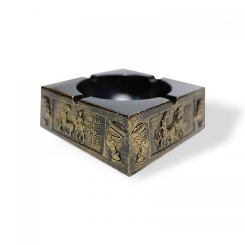 Mısır Motifli Beton Kültablası Siyah, Altın Varaklı - Halkkitabevi