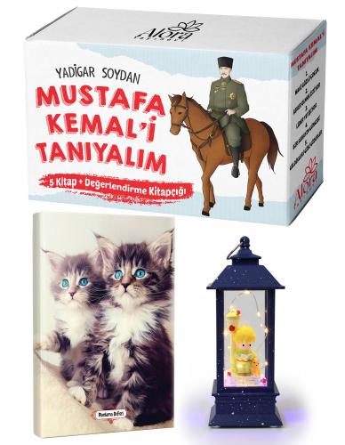 Mustafa Kemali Tanıyalım 5 Kitap - Maviş Kediler Planlama Defteri ve Küçük Prens Sokak Lambası Fener Tipi Işıklı Kar Küresi