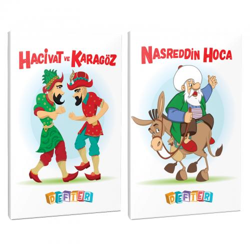 Nasreddin Hoca ve Hacivat 2'li 64 Sayfa 13,5x19,5 Okul Defteri Seti