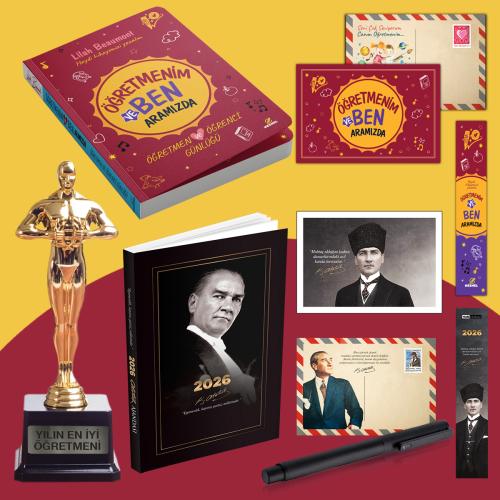 Öğretmenim ve Ben Aramızda - Oscar Heykeli - Gazi Paşa 2026 Atatürk Ajandası ve Roller Kalem