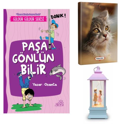 Paşa Gönlün Bilir - Minik Kedi Planlama Defteri ve El Ele Aşk Fener Tipi Işıklı Kar Küresi