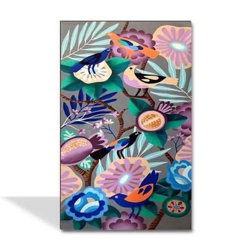 Renkli Kuşlar Ahşap Tablo
