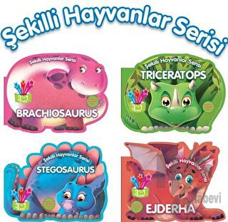 Şekilli Dinozor ve Ejderha Hayvanları Serisi Seti - 4 Kitap Takım - Ha