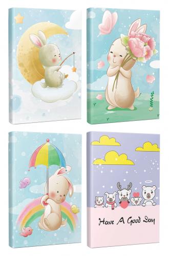 4'lü Çizgili Okul Defteri Seti - Sevimli Tavşan - Halkkitabevi