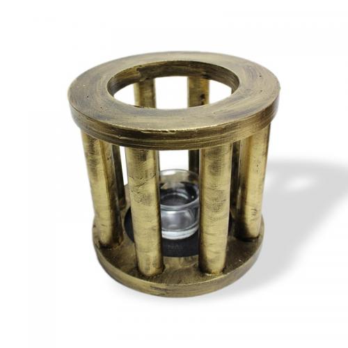 Sütunlu Dekoratif Ahşap Mumluk, Siyah Üzerine Altın Varaklı, Büyük - H