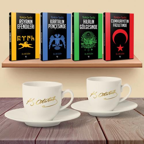 Türkün Tarihi Hediye Seti - Yaldızlı İmza Fincan - Halkkitabevi