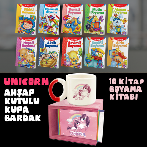 Unicorn Hediye Seti - Kutulu Fincan - Boyama Kitabı - Halkkitabevi