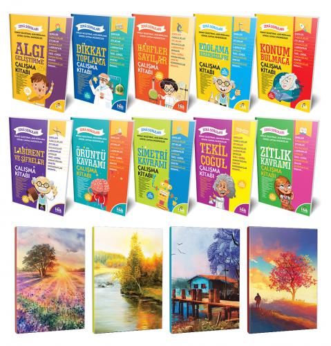 Zeka Soruları 10lu Kitap Seti ve 4 Defter -2 - Halkkitabevi