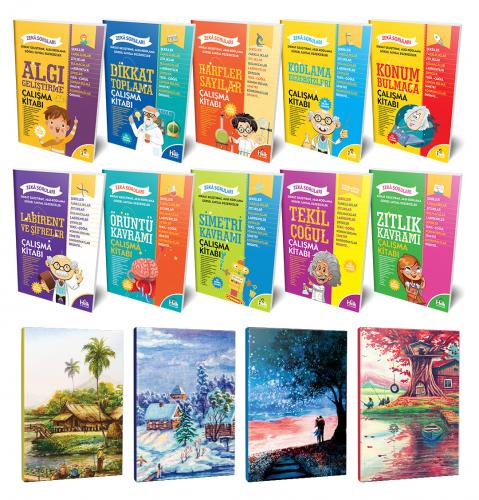 Zeka Soruları 10lu Kitap Seti ve 4 Defter -3 - Halkkitabevi